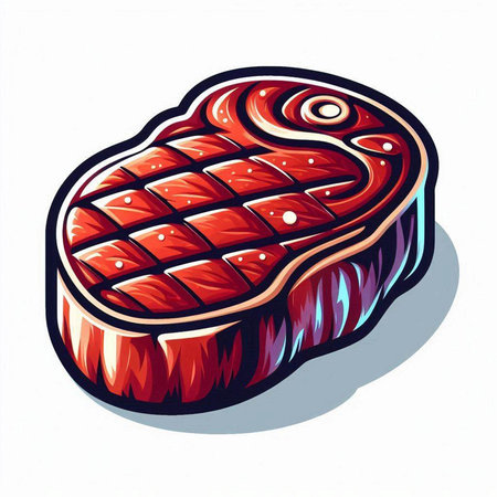 Illustration of a fresh raw beef steak isolated on a white backgroundのイラスト素材