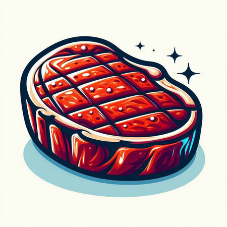 Illustration of a piece of meat isolated on a white background.のイラスト素材