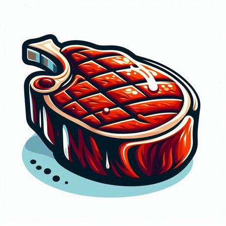 Illustration of a beef steak on a white background. Vector illustration.のイラスト素材