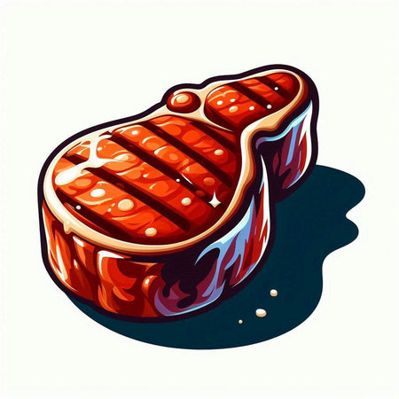 Illustration of beef steak on a white background. Vector illustration.のイラスト素材
