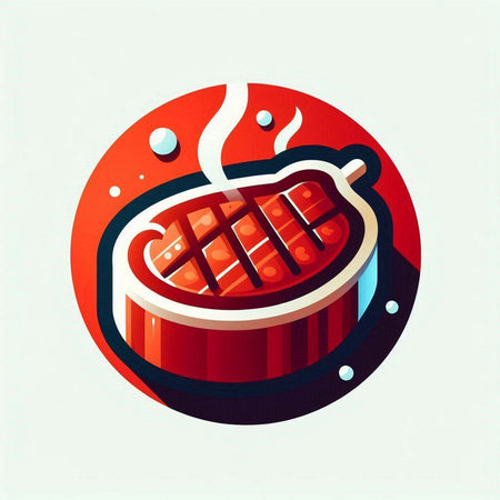 sausage on a plate in a red circle, vector illustrationのイラスト素材