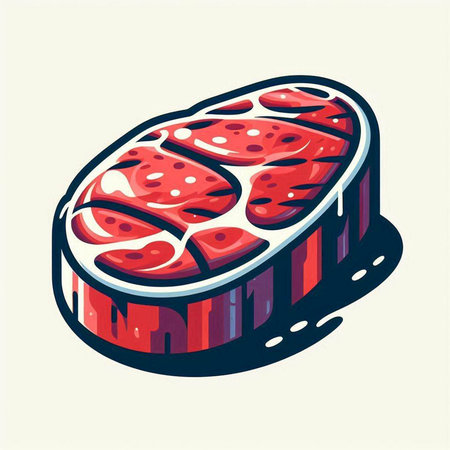 Illustration of a piece of raw beef on a white background.のイラスト素材