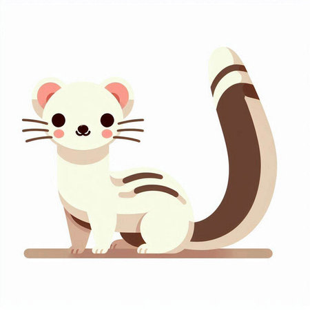Cute cartoon skunk isolated on white background. Vector illustration.のイラスト素材