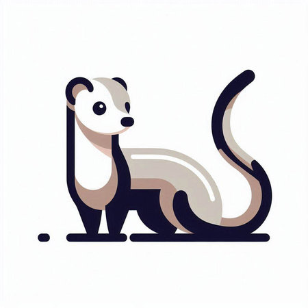 Cute mongoose on a white background. Vector illustration.のイラスト素材