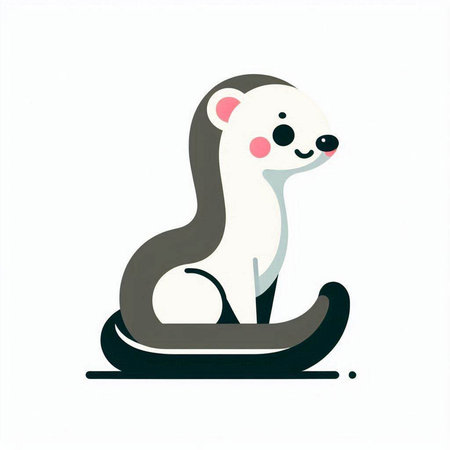 Cute ferret on a white background. Hand drawn vector illustration.のイラスト素材