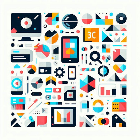 Abstract colorful geometric shapes composition. Vector illustration for your graphic design.のイラスト素材