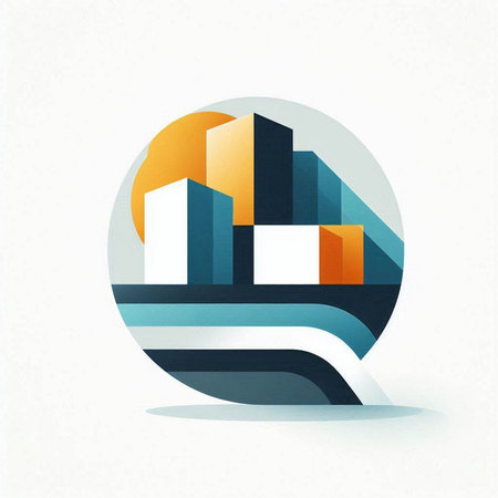 abstract colorful city icon on white background, vector design element.のイラスト素材