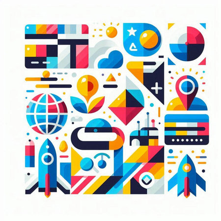 Flat design modern vector illustration concept of travel, vacation, tourism, journey, journey, adventure, journey, journey. Abstract colorful geometric shapes with place for text.のイラスト素材