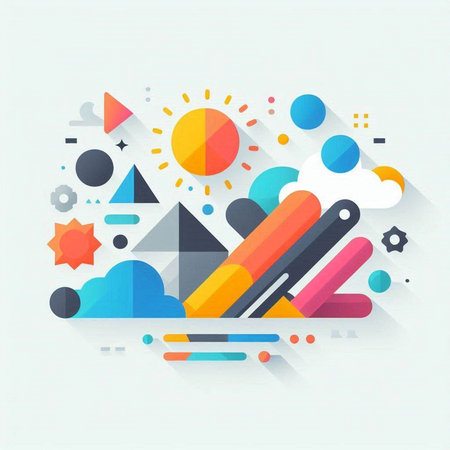 Abstract background with colorful geometric shapes. Modern minimalistic style. Vector illustration.のイラスト素材