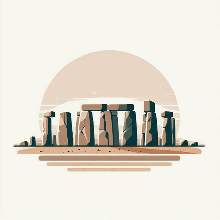 Stonehenge, United Kingdom, vector illustration. Retro style.のイラスト素材