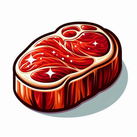 Illustration of a piece of raw meat on a white background.のイラスト素材