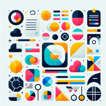 Abstract geometric background with different elements and shapes. Vector illustration. Eps 10.のイラスト素材