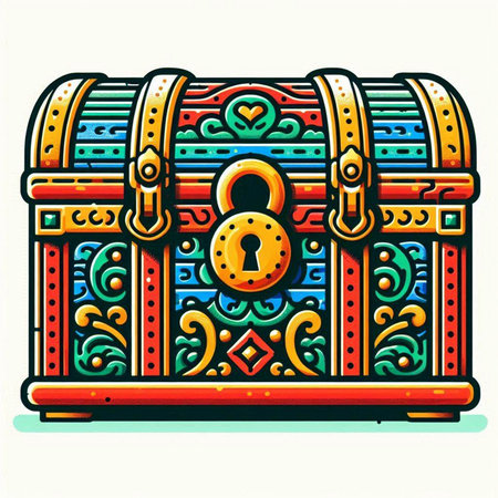 Treasure chest with lock. Vector illustration of a treasure chest.のイラスト素材