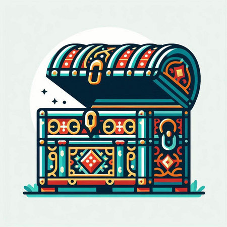 Vintage chest isolated on white background, hand drawn vector illustration.のイラスト素材