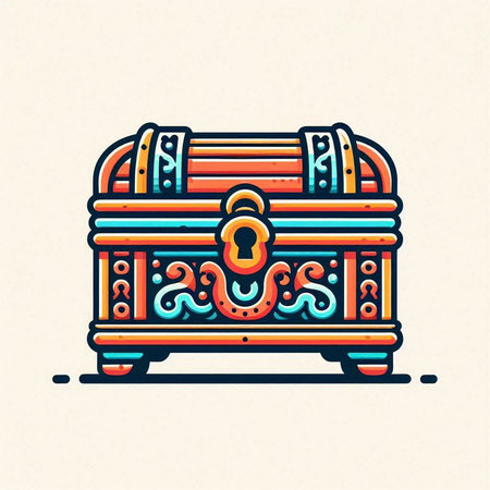 Illustration of an old wooden treasure chest on a white background.のイラスト素材