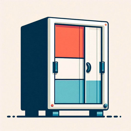 Colorful illustration of a closed door. Retro style. Vector.のイラスト素材