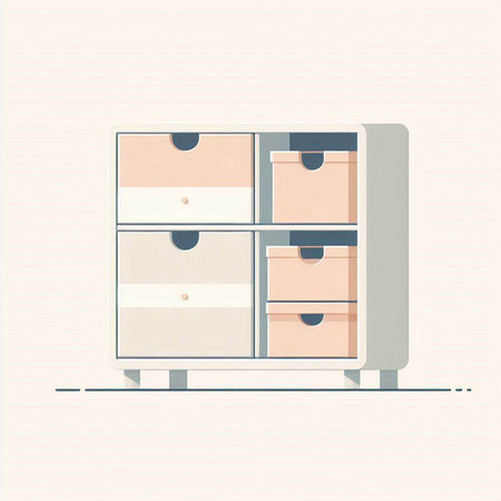 Cabinet with drawers. Vector illustration in flat style.のイラスト素材