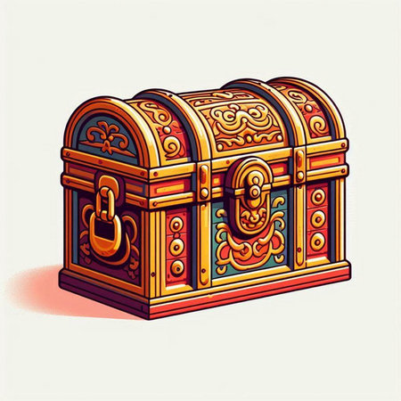 Treasure chest, vector illustration of a treasure chest with a lock