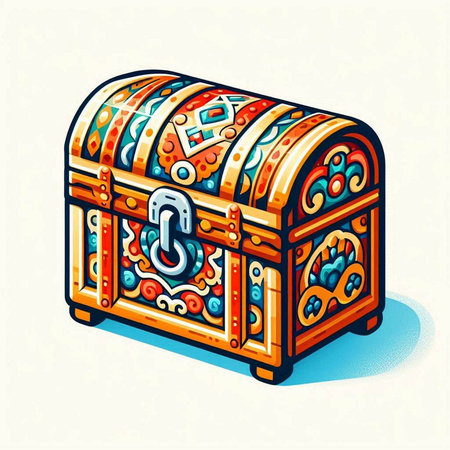 Treasure chest vector illustration. Isolated object on white background.