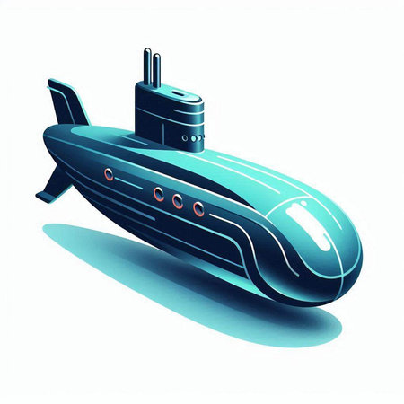 Submarine on a white background. 3d rendering, 3d illustration.のイラスト素材