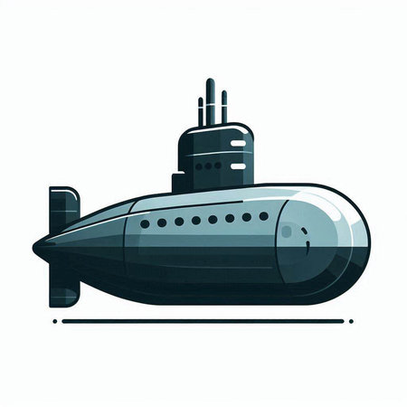 Submarine vector illustration, isolated on white background. Cartoon style.のイラスト素材