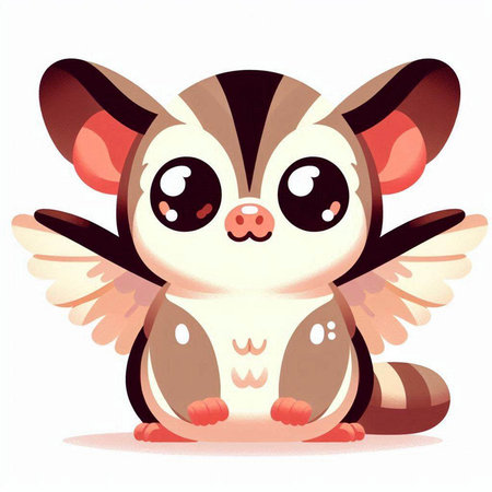 Cute little sugar glider with big eyes. Vector illustration.のイラスト素材
