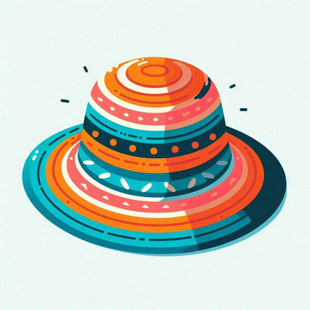 Vector illustration of a hat in a flat style. Vector illustration.のイラスト素材