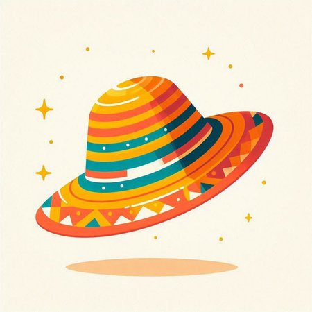 Mexican sombrero hat on white background. Vector illustration.のイラスト素材