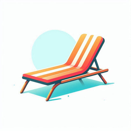 Deck chair isolated on white background. Vector illustration in cartoon style.のイラスト素材