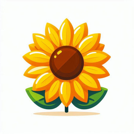 Sunflower vector icon. Isolated sunflower on white background.のイラスト素材