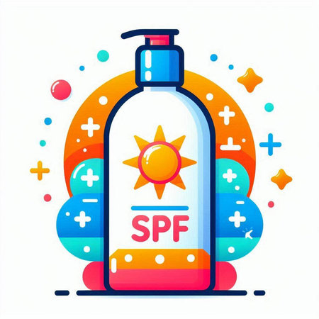 Hand sanitizer bottle with sun and stars. Vector illustration.のイラスト素材