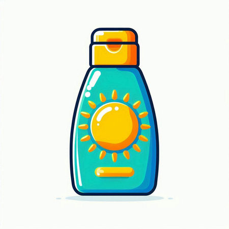 Sunscreen bottle icon. Sun protection concept. Vector illustration in flat styleのイラスト素材