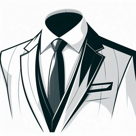 Vector illustration of a suit with necktie on a white background.のイラスト素材
