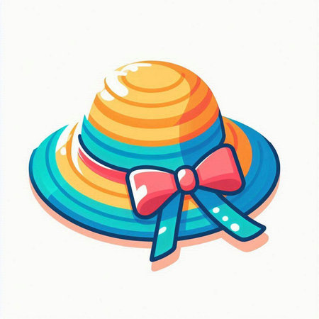 Straw hat with bow isolated on white background. Vector illustration.のイラスト素材