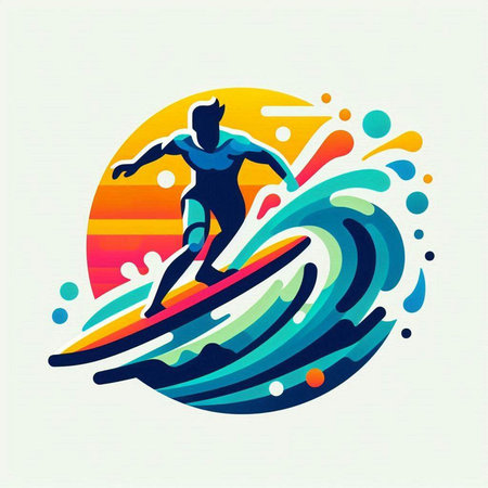 Surfer on the surfboard. Vector illustration for your design.のイラスト素材