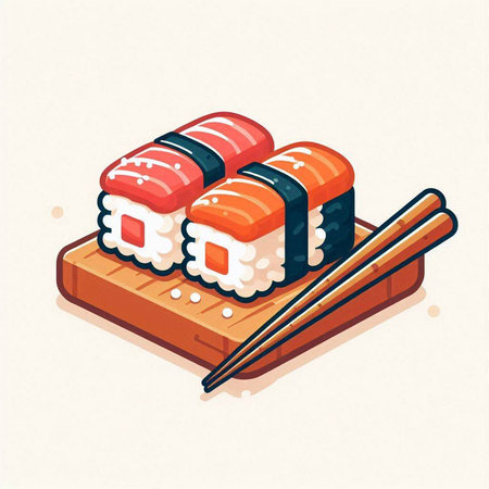 Sushi roll japanese food vector illustration. Sushi roll japanese food.のイラスト素材