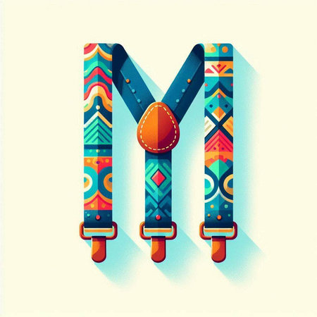 letter m with ethnic patterned leather belt. vector illustration eps10のイラスト素材