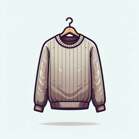 Illustration of a sweater in a hanger on a white background