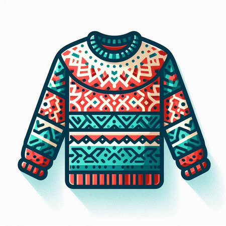 Winter knitted sweater. Colorful vector illustration for your design.