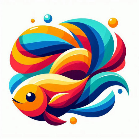 abstract colorful fish on a white background, vector art illustration.のイラスト素材