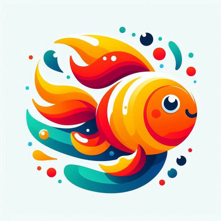 Colorful fish with fire on a white background. Vector illustration.のイラスト素材