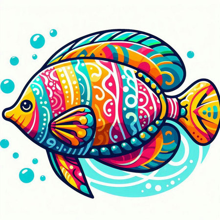 Colorful fish on white background. Vector illustration for your design.のイラスト素材
