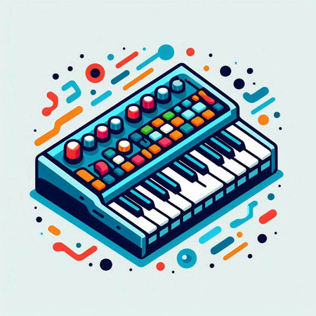 Piano keyboard isometric icon, vector illustration. Eps 10.のイラスト素材