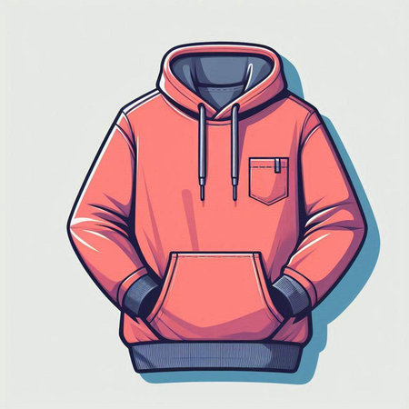 Vector illustration of a pink hoodie on a white background in retro styleのイラスト素材