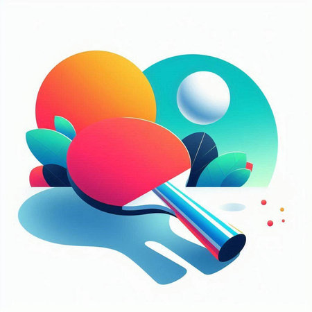 Table tennis racket and ball on white background. Vector Illustration.のイラスト素材