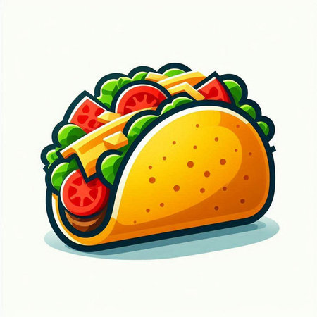 Taco icon. Vector illustration of mexican fast food.のイラスト素材