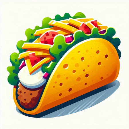 Taco fast food icon. Vector illustration of mexican fast food.のイラスト素材