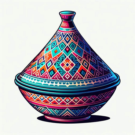 Colorful ethnic vase isolated on white background. Vector illustration.のイラスト素材