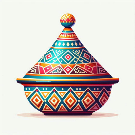 Colorful pot with ethnic ornament. Vector illustration for your design.のイラスト素材
