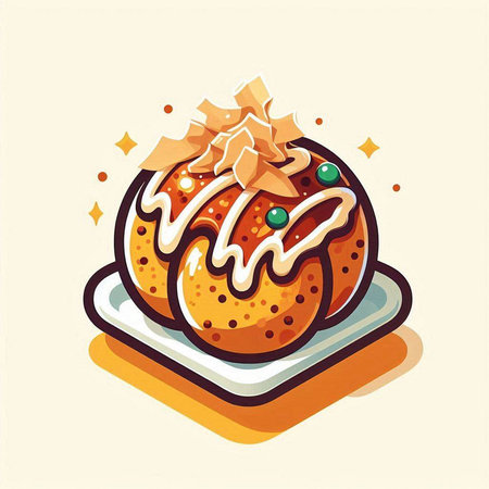 Vector illustration of a chocolate muffin with whipped cream on top.のイラスト素材